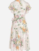 lovery Rochie Bej Florală cu Decolteu Petrecut Atorina