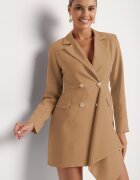 lovery Rochie cambrată bej închis tip sacou cu mini trenă Besista