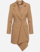 lovery Rochie cambrată bej închis tip sacou cu mini trenă Besista