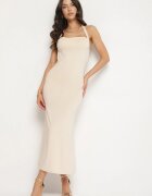 lovery Rochie Cambrată de Cocktail Bej cu Viscoză Izazira