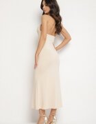 lovery Rochie Cambrată de Cocktail Bej cu Viscoză Izazira