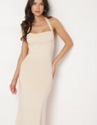 lovery Rochie Cambrată de Cocktail Bej cu Viscoză Izazira
