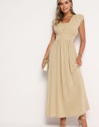 lovery Rochie Cloș Galben deschis cu elastic în talie decorată cu fir metalic Fagelia