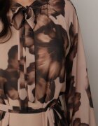 lovery Rochie croi cutie Bej închis cu flori cu curea Nifle