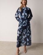 lovery Rochie croi cutie bleumarin cu imprimeu floral cu cordon Nifle