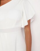 lovery Rochie De cocktail Albă Asimetrică pe un umăr cu volane Vimilora