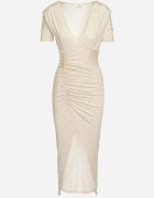 lovery Rochie de cocktail Bej Mulată Decorată cu draperii Saarias