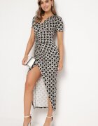 lovery Rochie de cocktail Mulată Negru-Bej Decorată cu drapaje Saarias