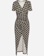lovery Rochie de cocktail Mulată Negru-Bej Decorată cu drapaje Saarias