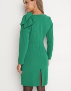 lovery Rochie de cocktail Mulată Verde închis Decorată cu Fundă și Fentă Linnaea