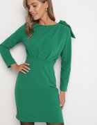 lovery Rochie de cocktail Mulată Verde închis Decorată cu Fundă și Fentă Linnaea