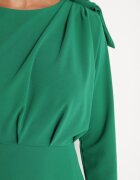 lovery Rochie de cocktail Mulată Verde închis Decorată cu Fundă și Fentă Linnaea