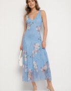 lovery Rochie din plasă albastră cu motiv floral Milanessa