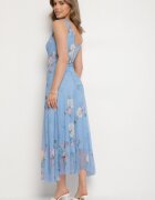 lovery Rochie din plasă albastră cu motiv floral Milanessa