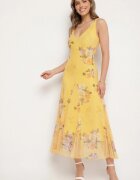 lovery Rochie din plasă galbenă cu motiv floral Milanessa
