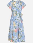 lovery Rochie florală albastru deschis cu decolteu plic Atorina