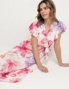 lovery Rochie Fucsia florală cu croială petrecută cu cordon legat Redanae