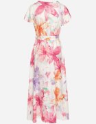 lovery Rochie Fucsia florală cu croială petrecută cu cordon legat Redanae
