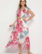 lovery Rochie Fucsia Tip spaniolă cu flori cu curea Sademire