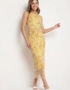 lovery Rochie Galbenă de cocktail cambrată florală cu căptușeală din viscoză Lidra