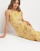 lovery Rochie Galbenă de cocktail cambrată florală cu căptușeală din viscoză Lidra