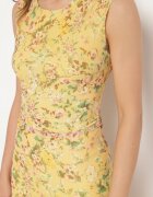 lovery Rochie Galbenă de cocktail cambrată florală cu căptușeală din viscoză Lidra
