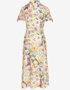 lovery Rochie Galbenă Evazată tip Cămașă cu curea cu imprimeu floral Fevelorine