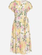 lovery Rochie Galbenă Florală cu Decolteu Petrecut Atorina