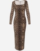 lovery Rochie Maro Mulată Leopard Maxi cu Mânecă Lungă Esmeria