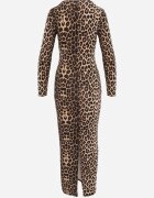 lovery Rochie Maro Mulată Leopard Maxi cu Mânecă Lungă Esmeria