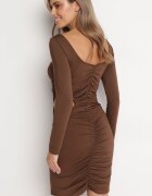 lovery Rochie Maro Mulată Mini cu Floare și Decupaje Gradutta