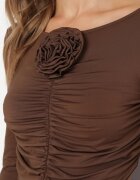 lovery Rochie Maro Mulată Mini cu Floare și Decupaje Gradutta