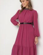 lovery Rochie Mov cu elastic în talie decorată cu aplicații la decolteu Lilirae