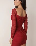 lovery Rochie Mulată Bordeaux cu Drapaj Ferdu