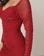 lovery Rochie Mulată Bordeaux cu Drapaj Ferdu