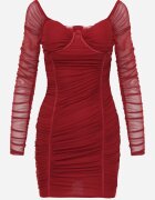 lovery Rochie Mulată Bordeaux cu Drapaj Ferdu
