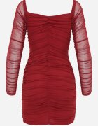 lovery Rochie Mulată Bordeaux cu Drapaj Ferdu