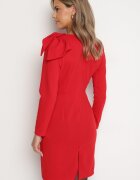 lovery Rochie mulată de cocktail roșie decorată cu fundă și șliț Linnaea