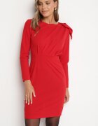 lovery Rochie mulată de cocktail roșie decorată cu fundă și șliț Linnaea