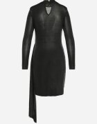lovery Rochie Neagră Cambrată Mini cu Croială Asimetrică cu Luciu Metalic Buttera