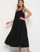lovery Rochie Neagră cu Croială Cloș cu Legătură la Spate Savinelle
