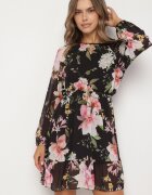 lovery Rochie Neagră cu croială evazată cu flori Zeramera