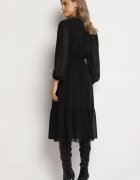 lovery Rochie neagră cu elastic în talie decorată cu aplicații la decolteu Lilirae
