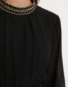 lovery Rochie neagră cu elastic în talie decorată cu aplicații la decolteu Lilirae