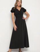 lovery Rochie Neagră Decorată cu mâneci bufante Dolinossa
