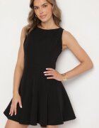 lovery Rochie Neagră Evazată Decorată cu Cusături Evinini