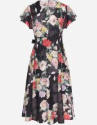 lovery Rochie Neagră Florală cu Decolteu petrecut Atorina