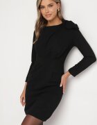 lovery Rochie Neagră Mulată De Cocktail Decorată Cu Fundă Și Fentă Linnaea