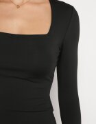 lovery Rochie Neagră Mulată Maxi cu Mânecă Lungă Esmeria