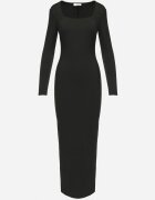 lovery Rochie Neagră Mulată Maxi cu Mânecă Lungă Esmeria